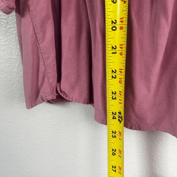 Adrienne Vittadini Blouse Round Neck Boxy Fit Ruffeled Long Sleeve Mauve Pink L - Picture 8 of 9